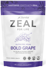 Zurvita Zeal for Life grape bottle on kitchen counter promoting daily vitality