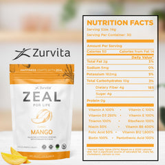 Zurvita Zeal for Life Mango powder scoop ready to mix.