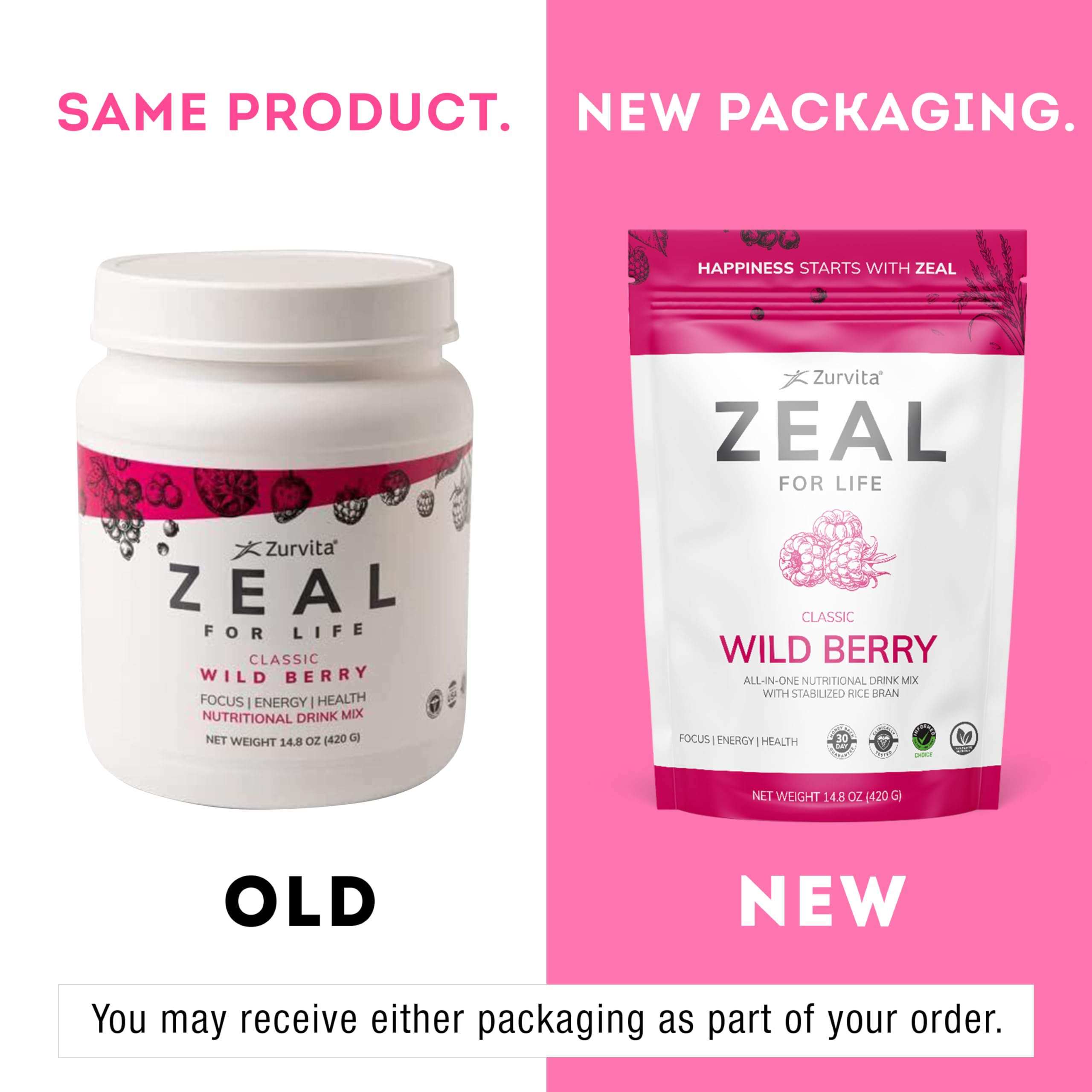 Zurvita Zeal for Life Wellness Bag; 30-day supply in classic flavor