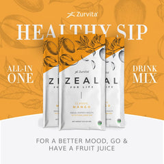 Zurvita Zeal for Life mango drink pre-workout option for steady energy.