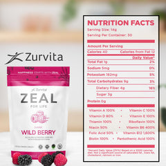 Zurvita Zeal for Life Wild Berry glass; refreshing energy for daily routines