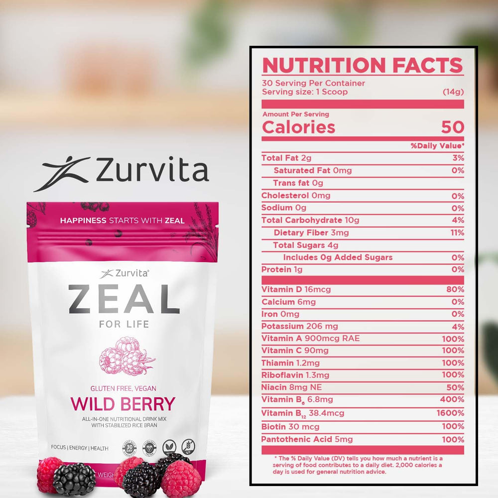 Zeal for Life Wild Berry shake poured into a glass, highlighting refreshing flavor.