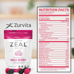Zeal for Life Wild Berry shake poured into a glass, highlighting refreshing flavor.