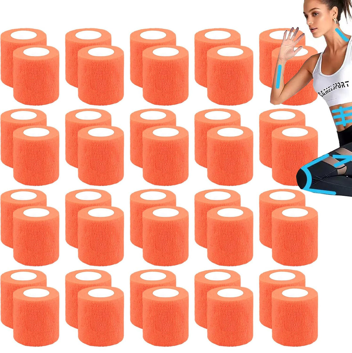 Zwealthygift orange 2-inch self-adherent wrap securing active use