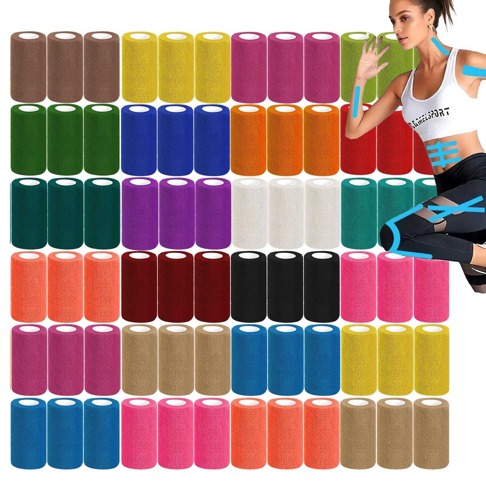 Zwealthygift 54-pack colorful bandage wraps in box for quick, versatile wraps