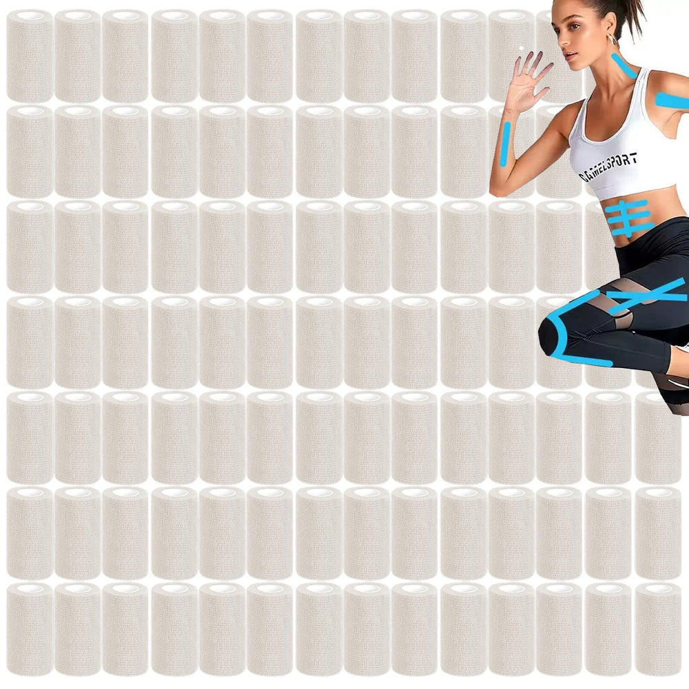 Zwealthygift 54-pack white bandage wrap, 4 inch by 5 yards, breathable and self-adherent.