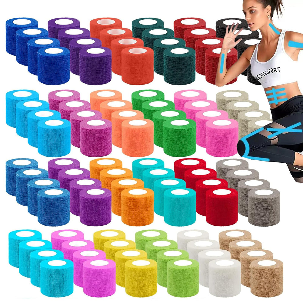 Zwealthygift 96-pack colorful bandage wrap rolls offer versatile self-adhesion for quick wraps on-the-go.