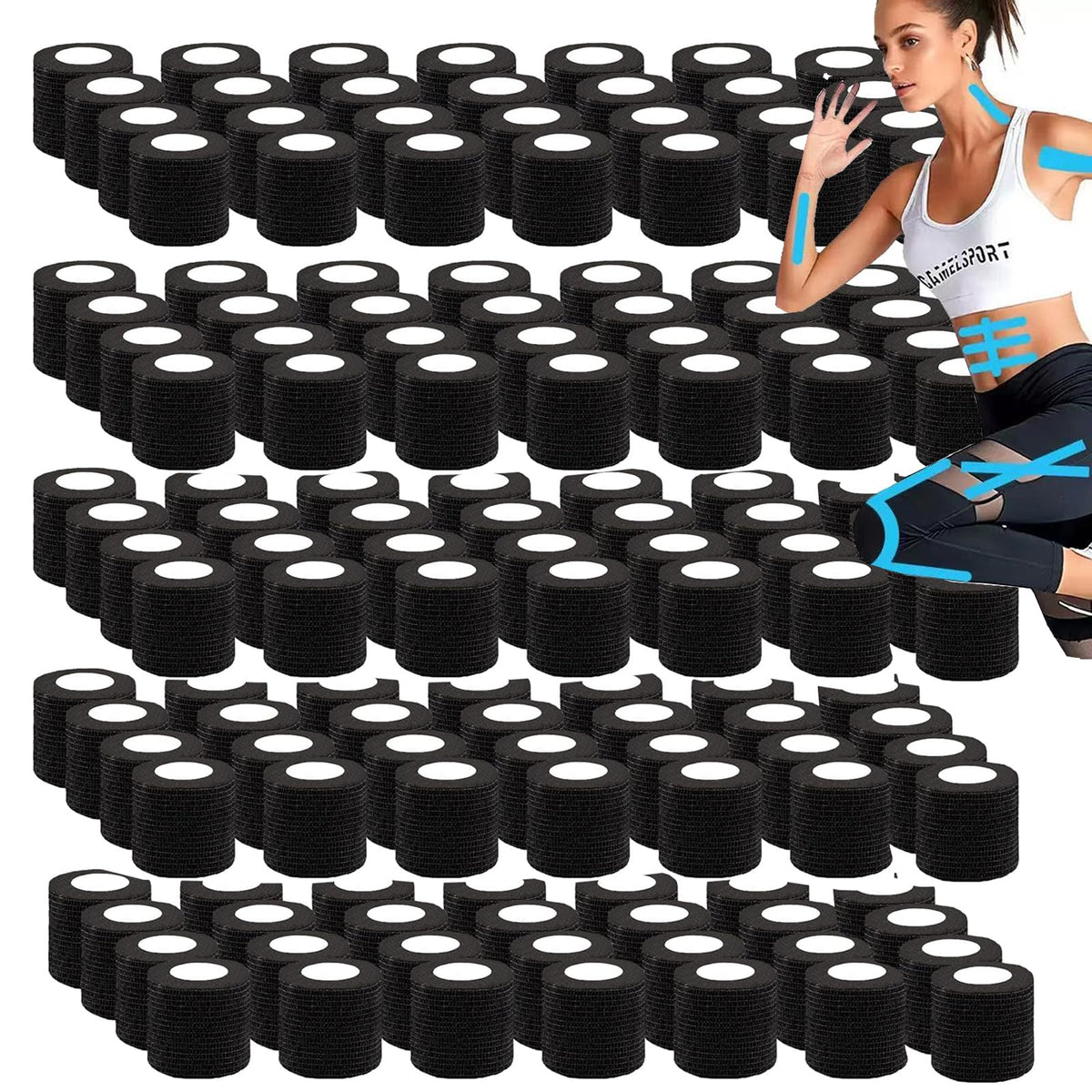 Zwealthygift 96-pack self-adhesive wrap bandages in 2-inch rolls for quick wound care.