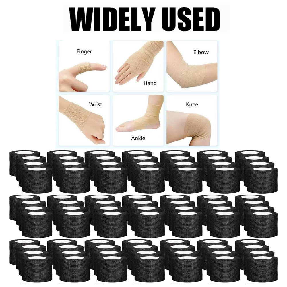 Zwealthygift self-adherent wrap, 2in by 5yds, black roll, tear by hand.