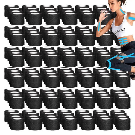 Zwealthygift black self-adherent bandage wrap secures joints without slipping during workouts.