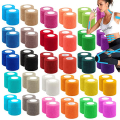 Zwealthygift colorful self-adherent wrap bulk with 60 rolls showing color variety and easy handling.