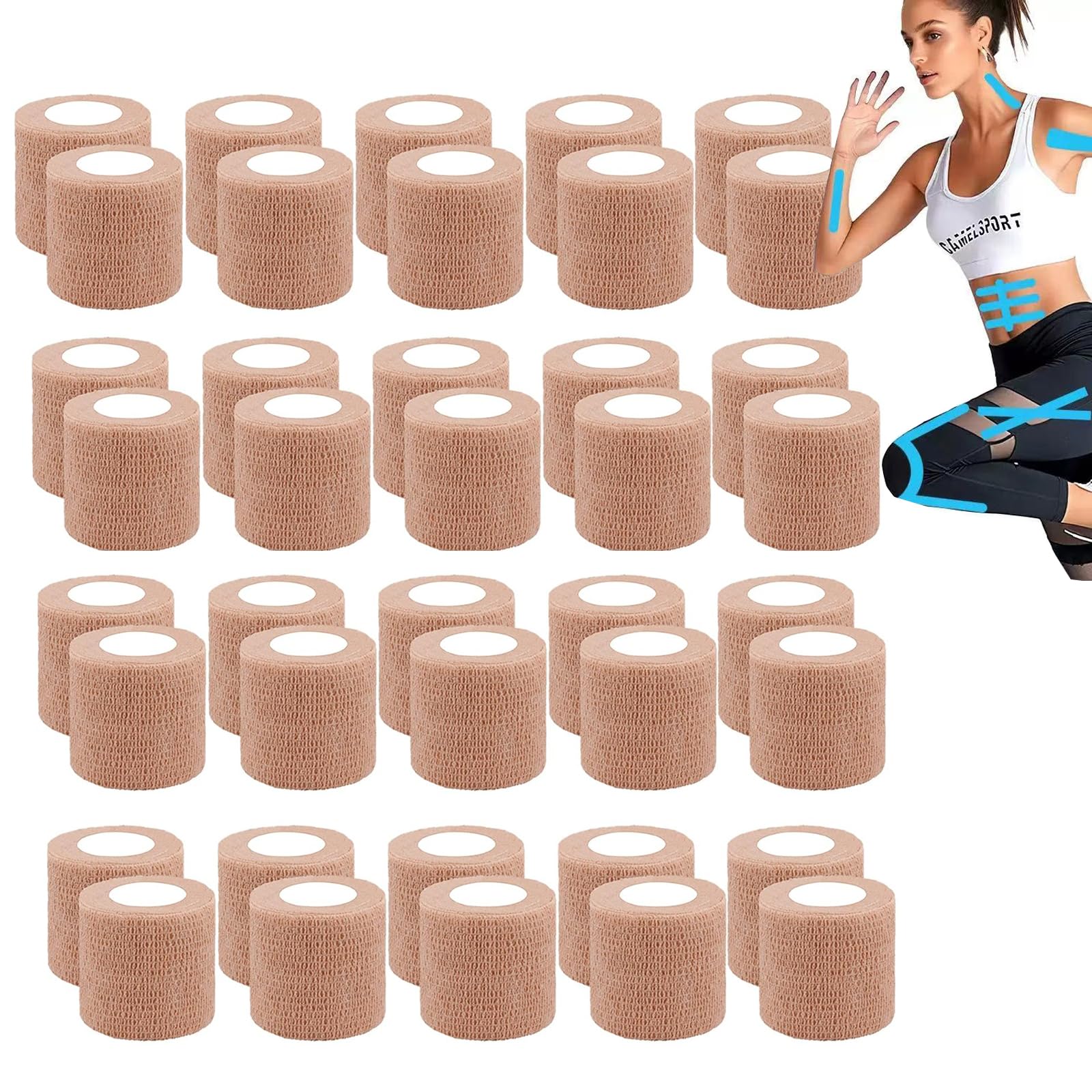 Zwealthygift 40-pack skin wrap 2-inch rolls for secure, non-slip support