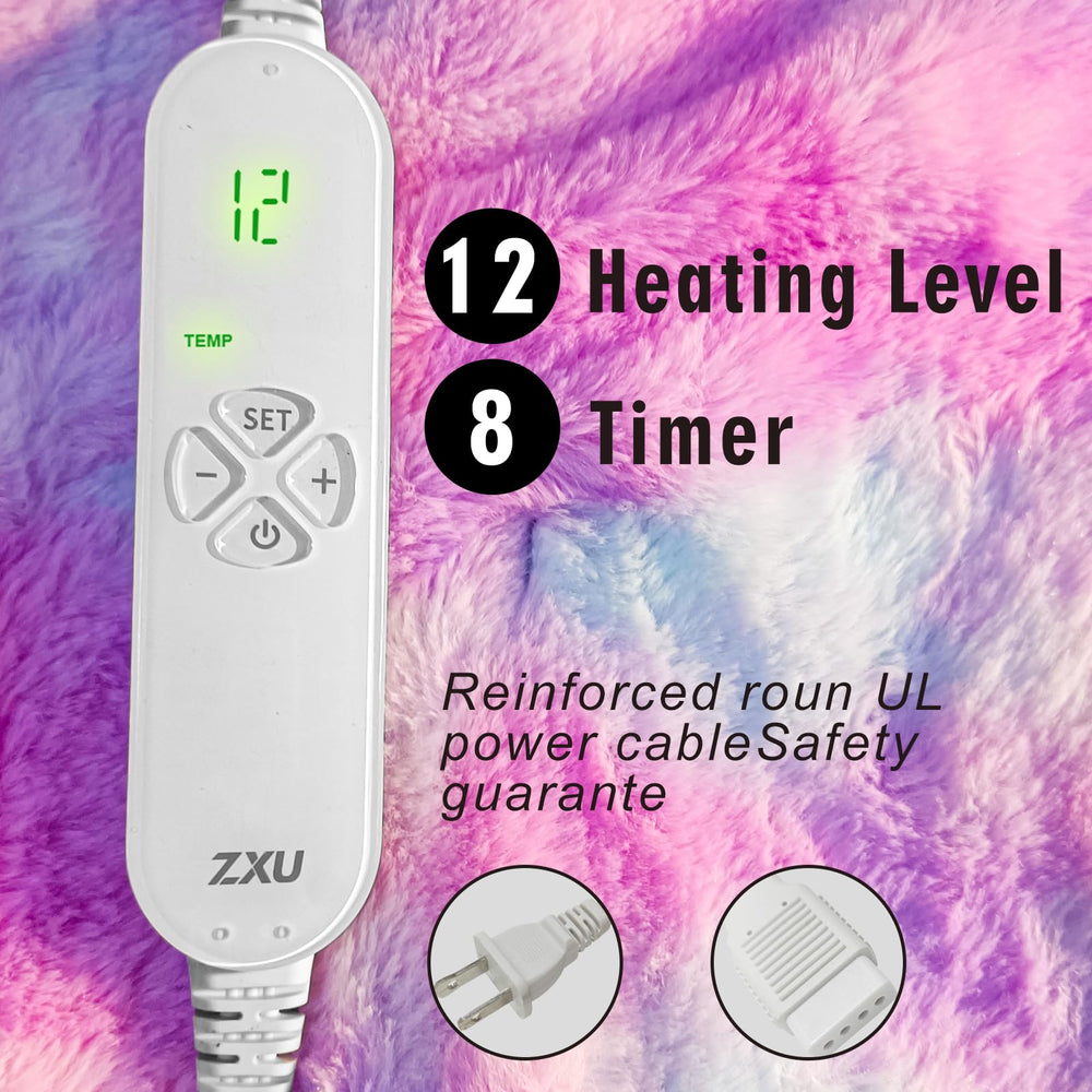 ZXU heated blanket with ultra-soft micro-plush texture and sherpa lining for ultimate coziness