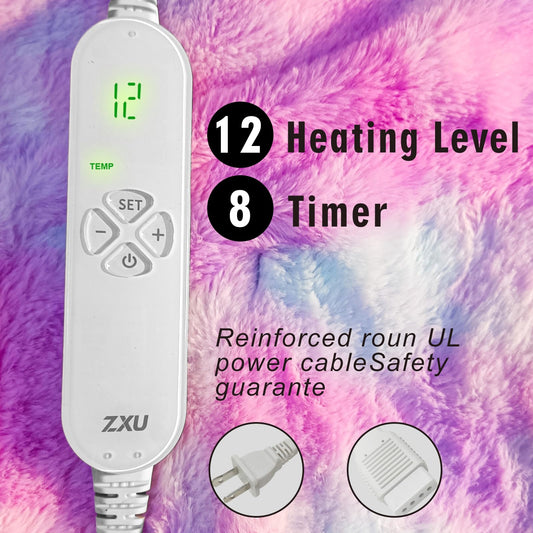 ZXU heated blanket with ultra-soft micro-plush texture and sherpa lining for ultimate coziness