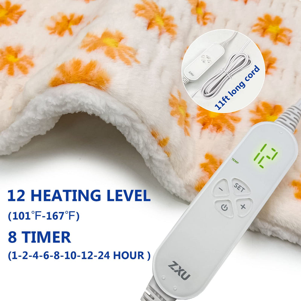 ZXU heating pad XL 12x24 provides broad back coverage