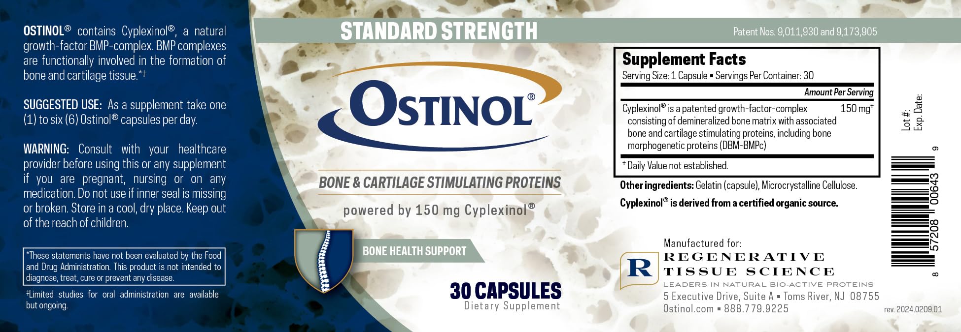 ZYCAL Ostinol Standard batch testing results page.