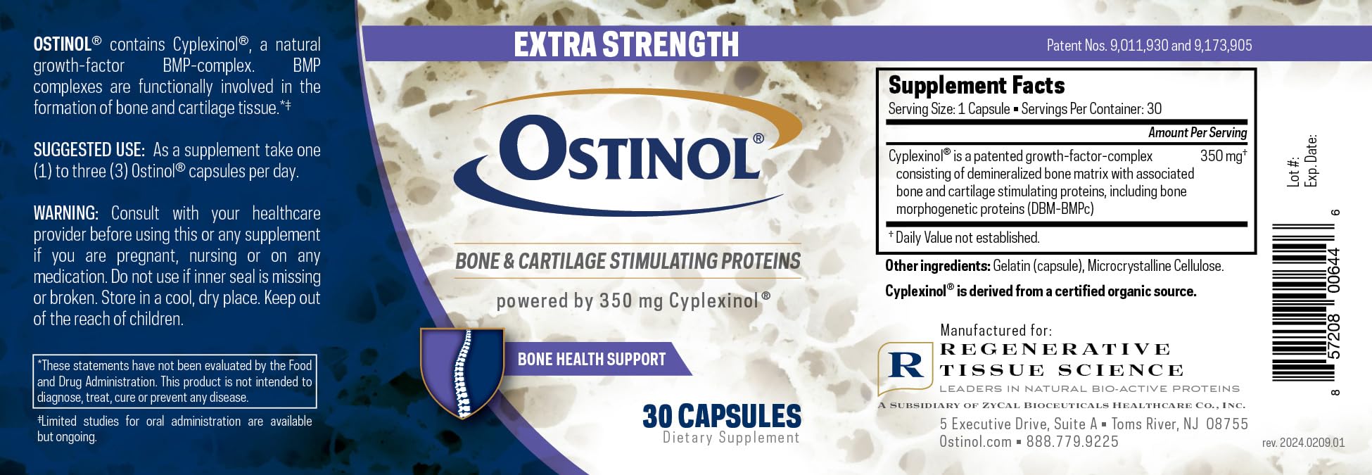 Calendar-style display implying consistent, ongoing Ostinol use