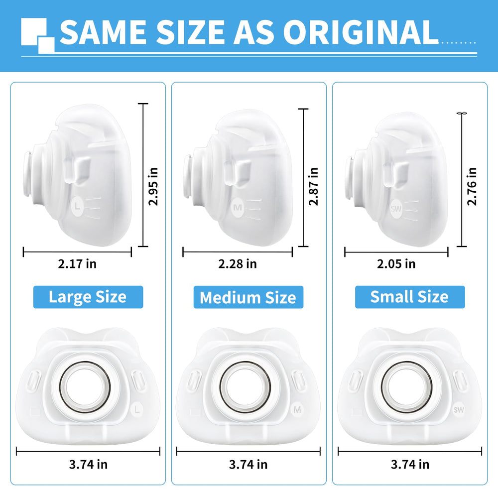 Durable medical-grade silicone cushion for long-lasting comfort and seal.