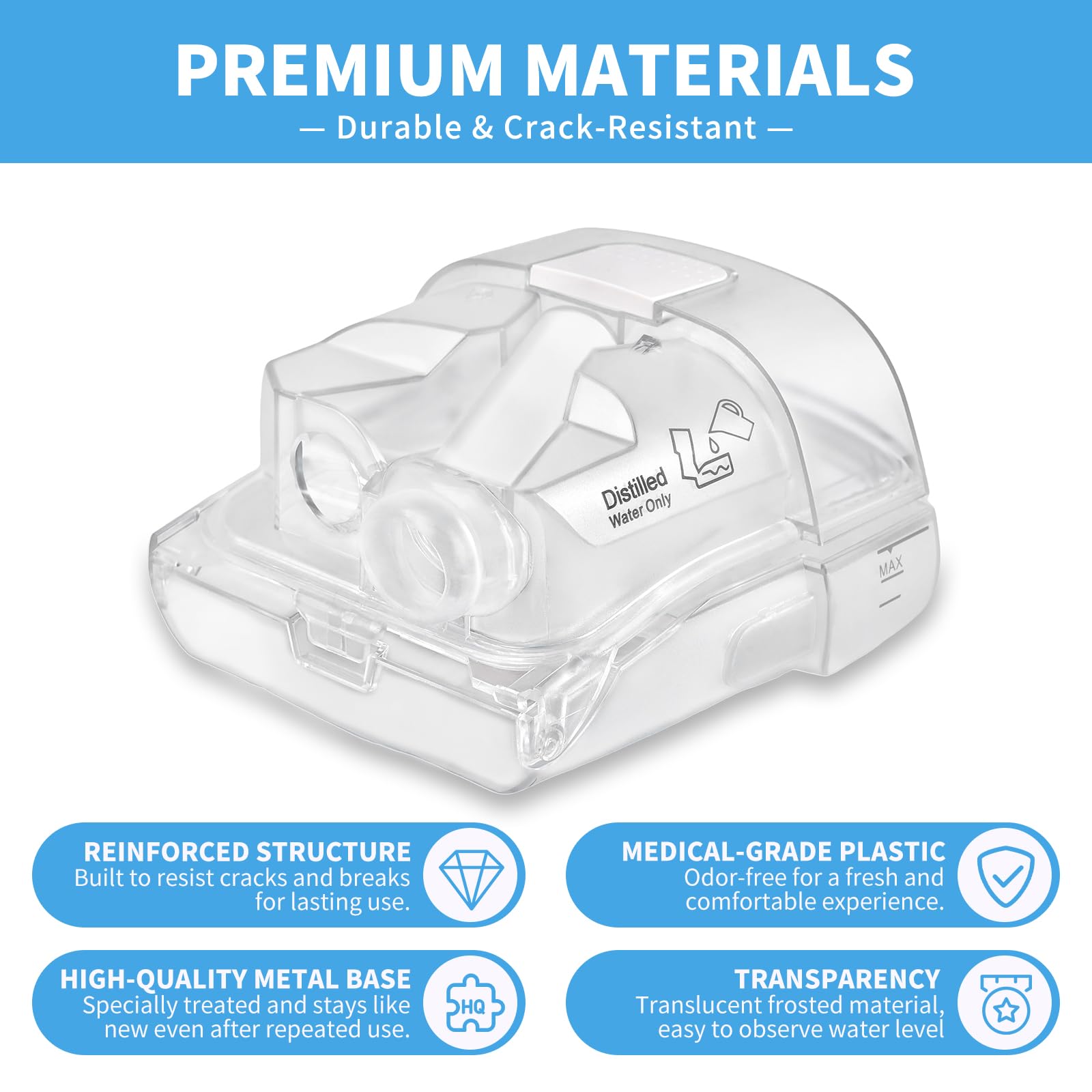 ZYG water chamber capacity 380ml supports uninterrupted CPAP sessions