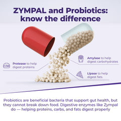 ZYMPAL label and capsule close-up with USP-compliant details.