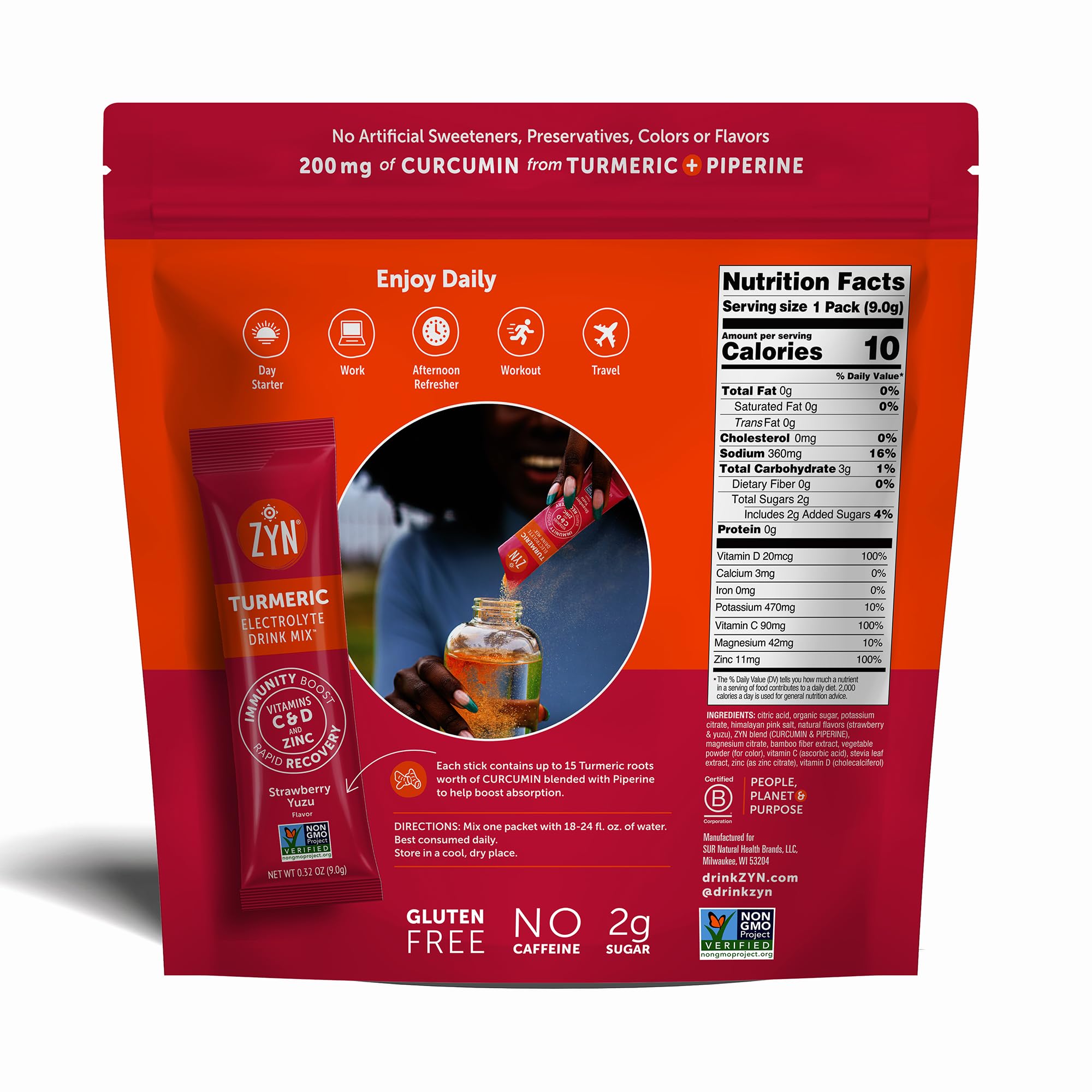 ZYN hydration mix Strawberry Yuzu packet designed for workout recovery and hydration