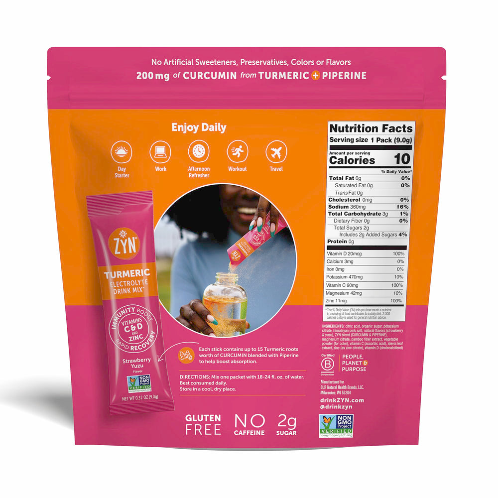 ZYN hydration mix Strawberry Yuzu packet designed for workout recovery and hydration