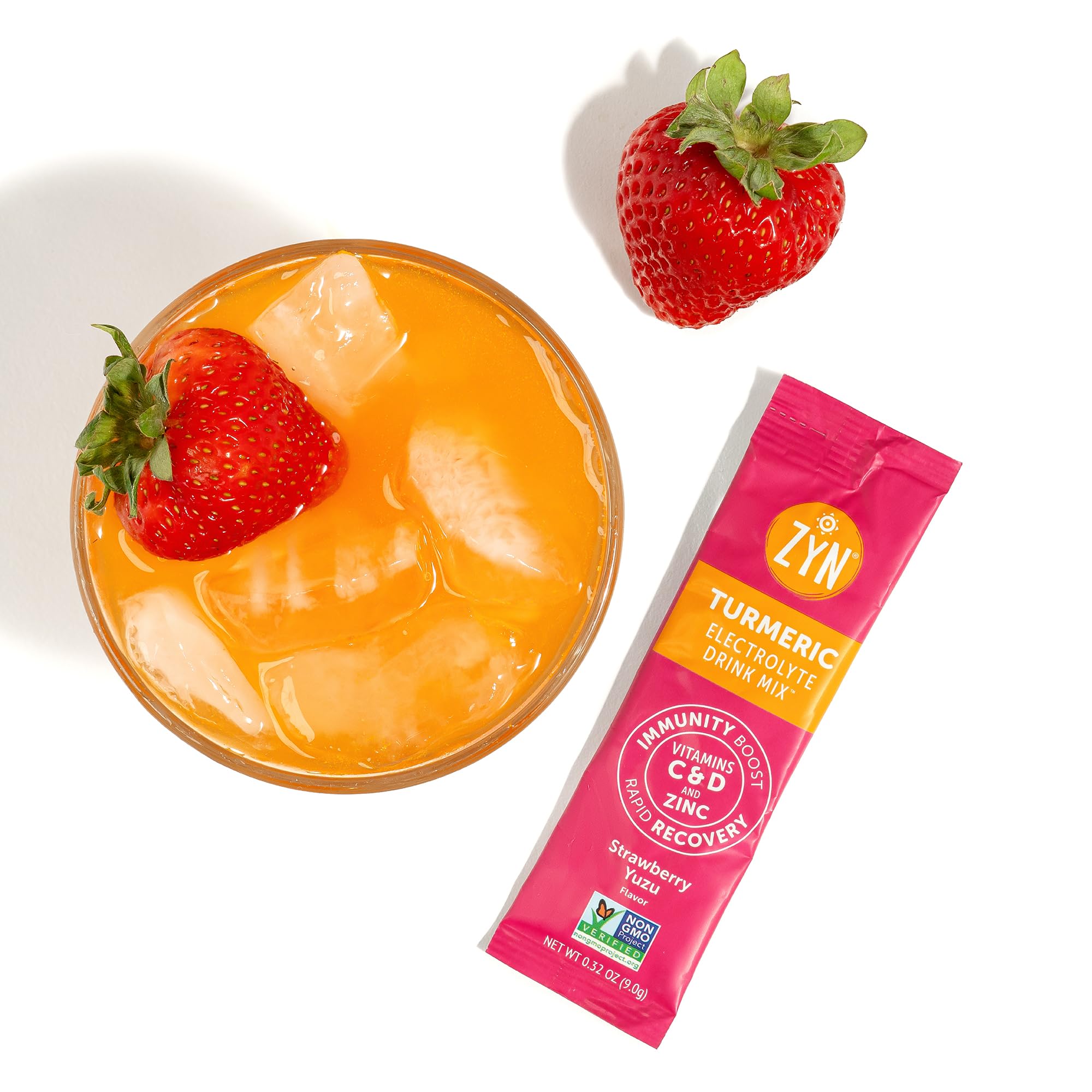 ZYN Strawberry Yuzu hydration powder packet blends with black pepper for absorption