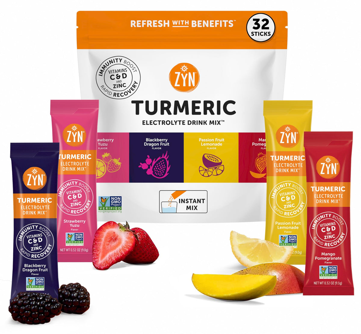 ZYN electrolyte drink mix Strawberry Yuzu packet for daily hydration