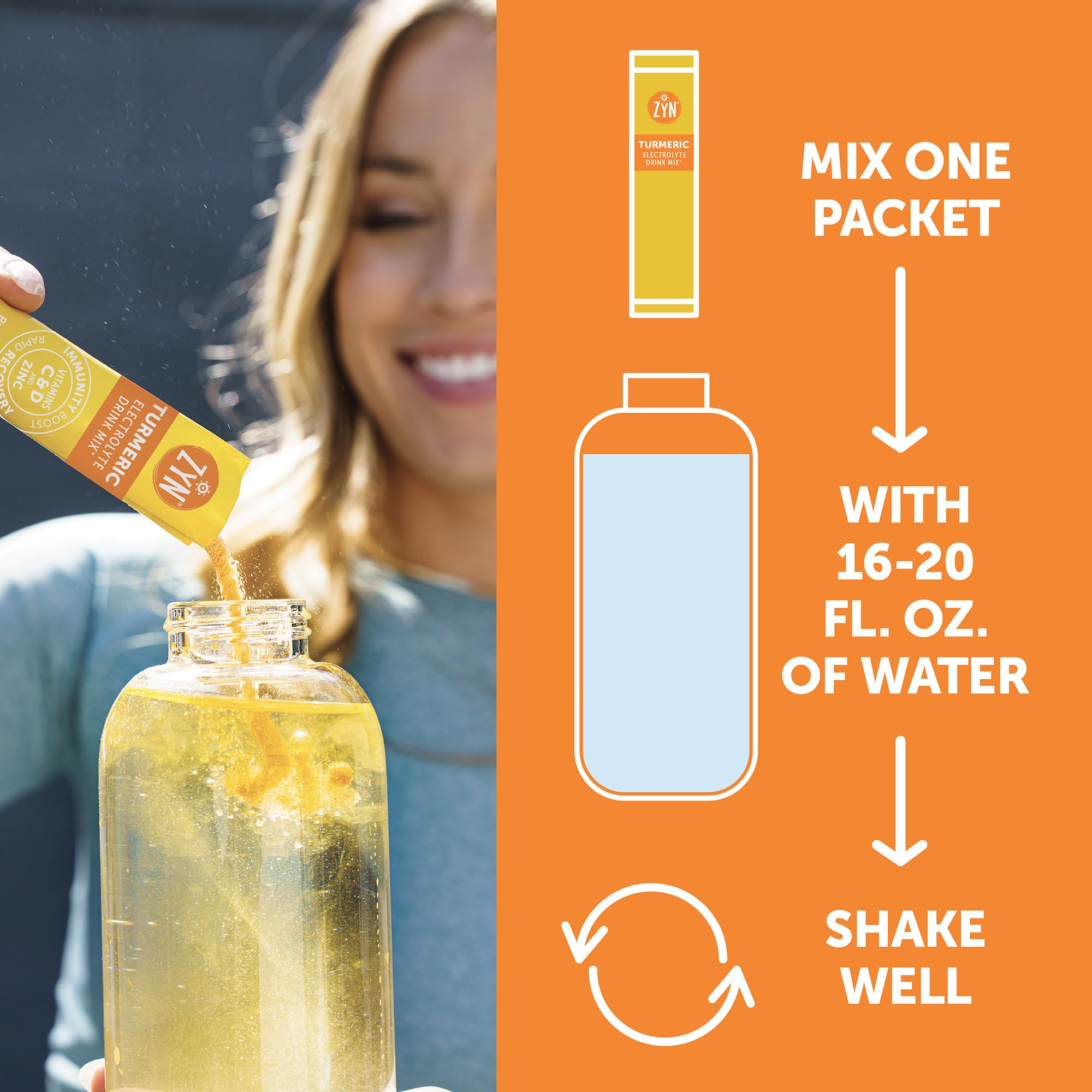 ZYN Turmeric-Curcumin powder scoop highlights immune-support potential.