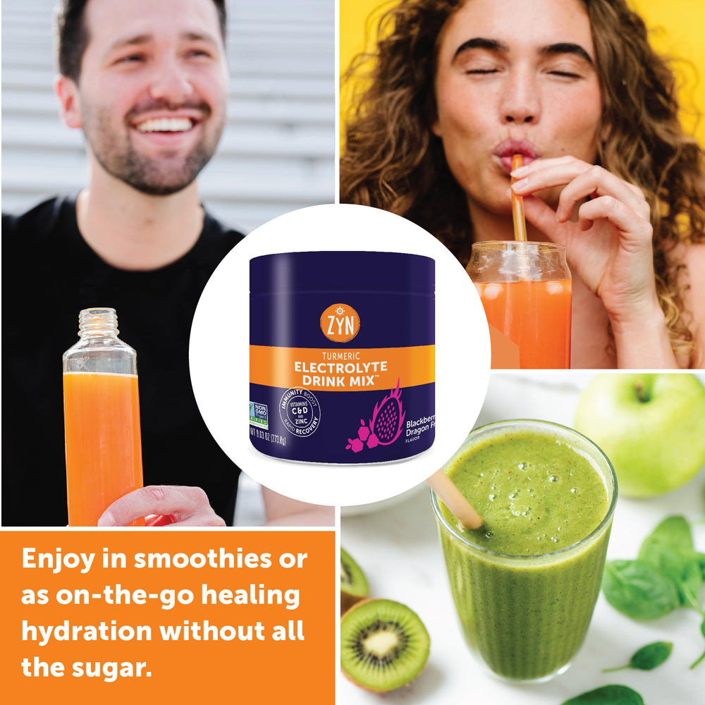 ZYN Vitamin C, D, Zinc bottle supports daily wellness.