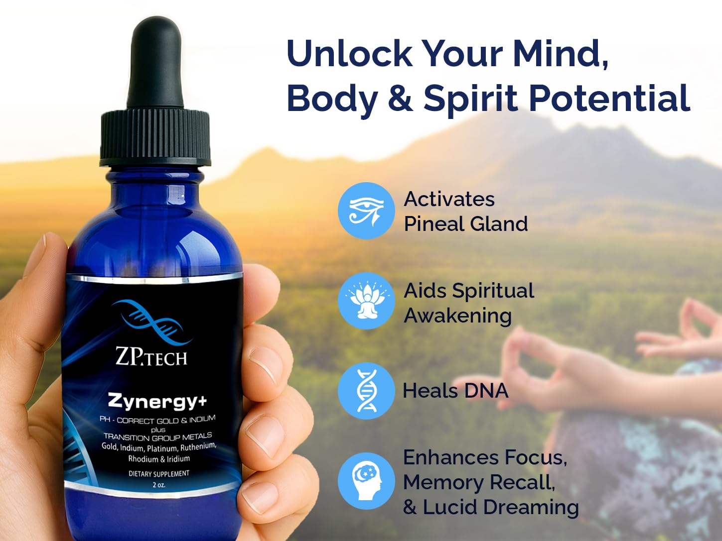 ZP.TECH Zynergy Plus label detail emphasizing purity and 24K gold