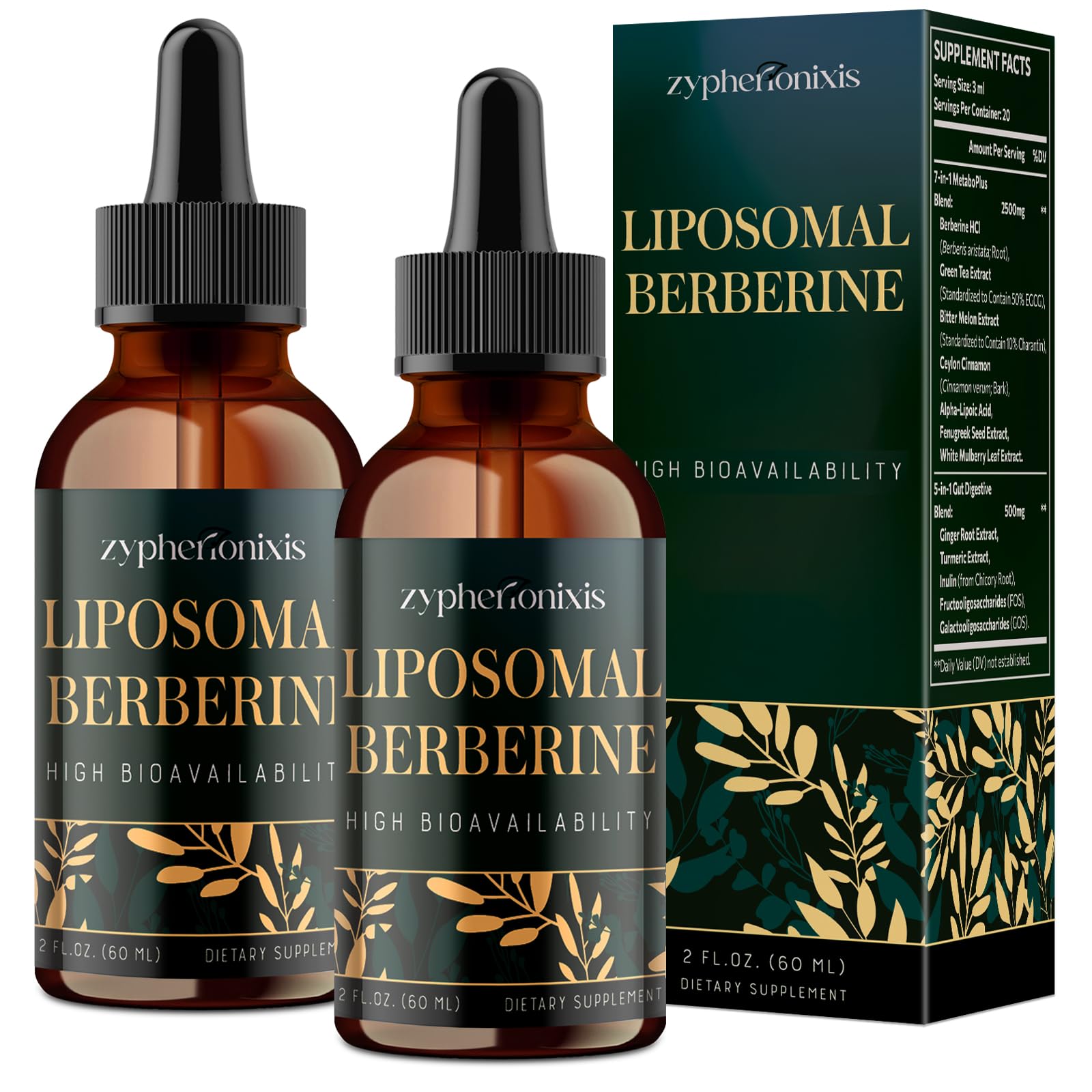 Zypherionixis liposomal berberine drops bottle for easy daily dosing