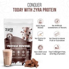 Zyra Pea Protein Powder Chocolate baking batter beside ingredients for protein-fortified treats