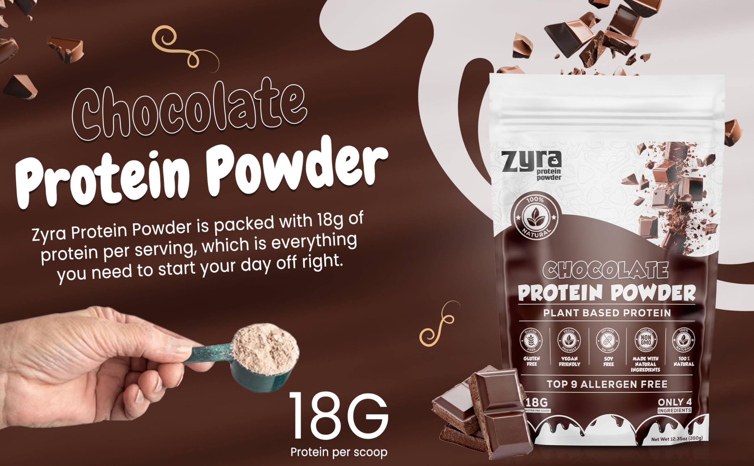 Zyra Pea Protein Powder Chocolate morning routine with smoothie and oats