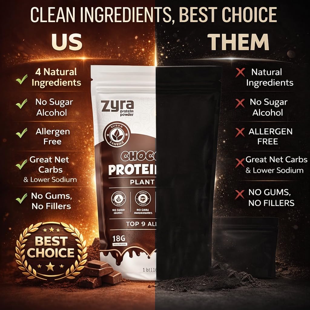 Zyra Pea Protein Powder Chocolate smoothie bowl with toppings highlights versatile plant protein