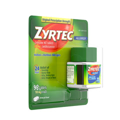 Zyrtec 24 Hour packaging on shelf for shoppers