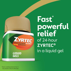 Zyrtec 40-count bottle provides long-lasting daily dosing.