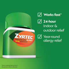 Zyrtec packaging on shelf signaling trusted allergy relief option.