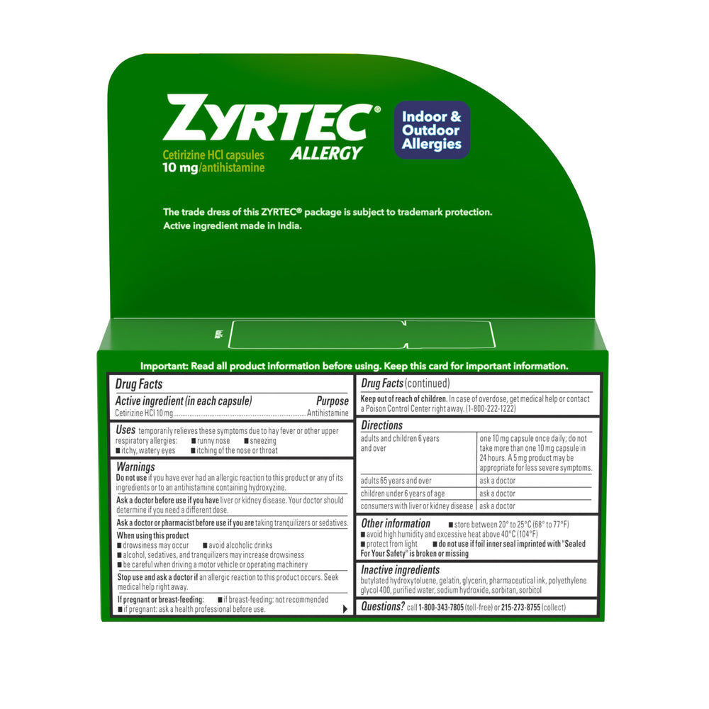 Zyrtec for children six years and older beside kid-friendly visuals.