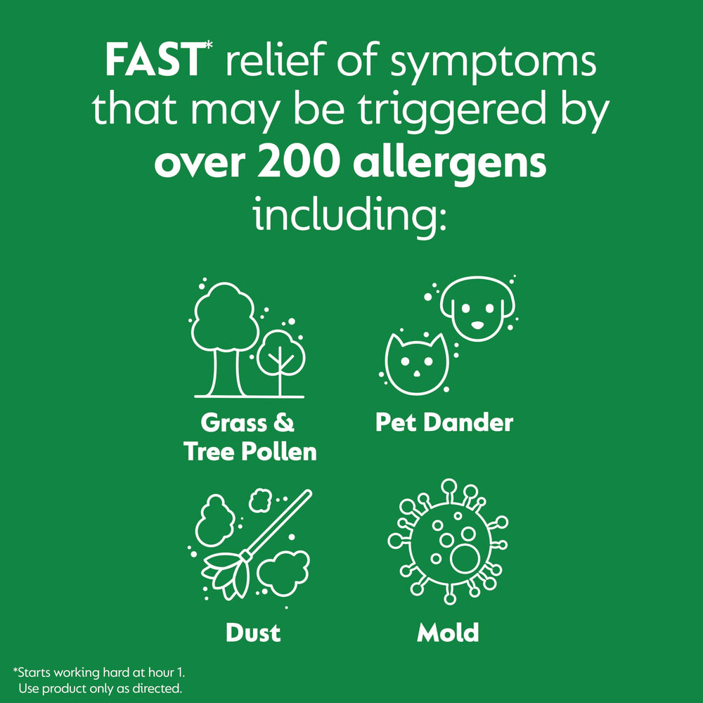 Zyrtec with hour-one onset for quick symptom control.