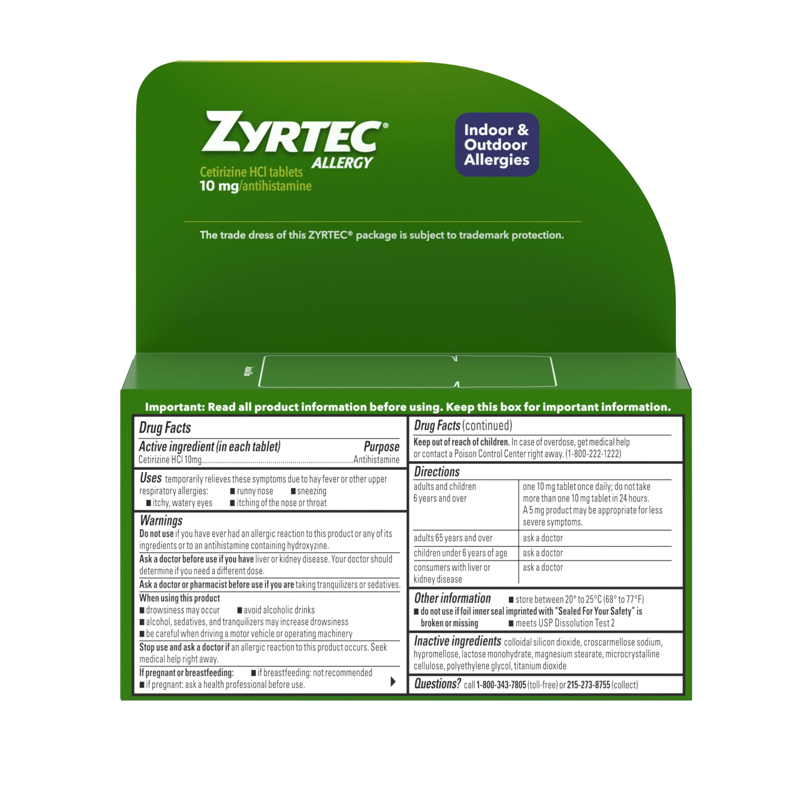 Zyrtec for kids 6 and older shown with age-appropriate use.