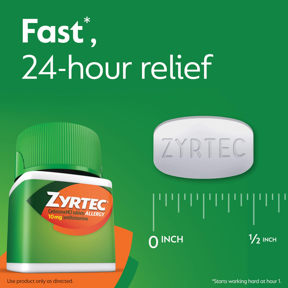Zyrtec symptom relief for itchy eyes and runny nose.