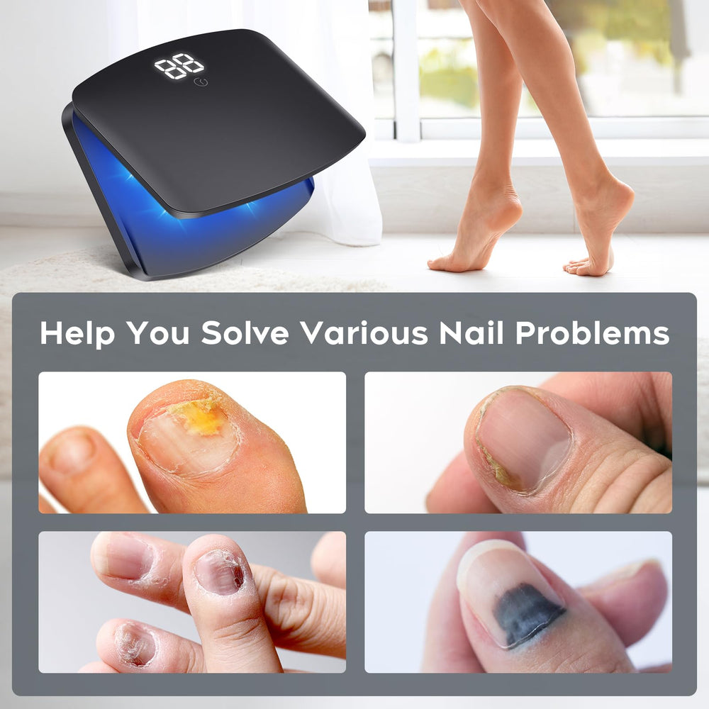 ZZP Nail Fungus Light Device display view emphasizes gentle, nail-friendly care.