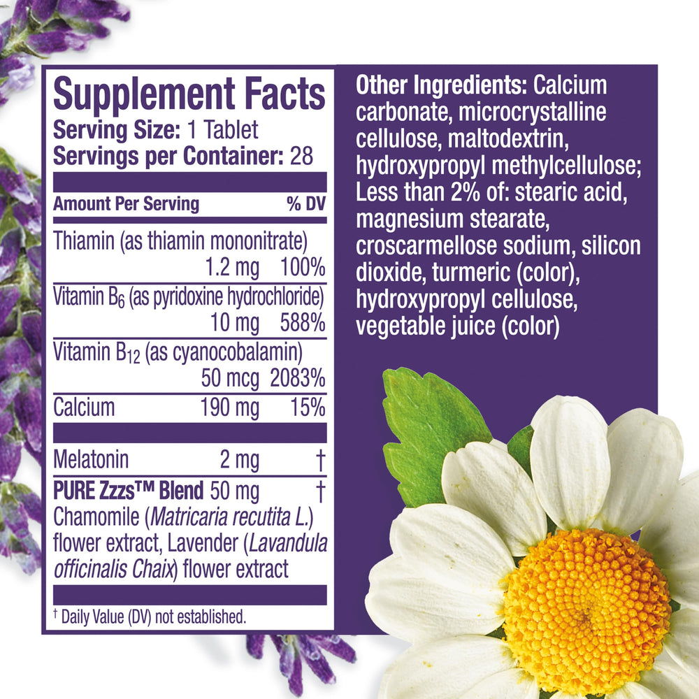 ZzzQuil Pure Zzzs blister pack image shows easy dosing on the go
