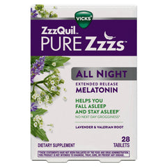 ZzzQuil Pure Zzzs melatonin tablet with 2 mg dose for sleep support