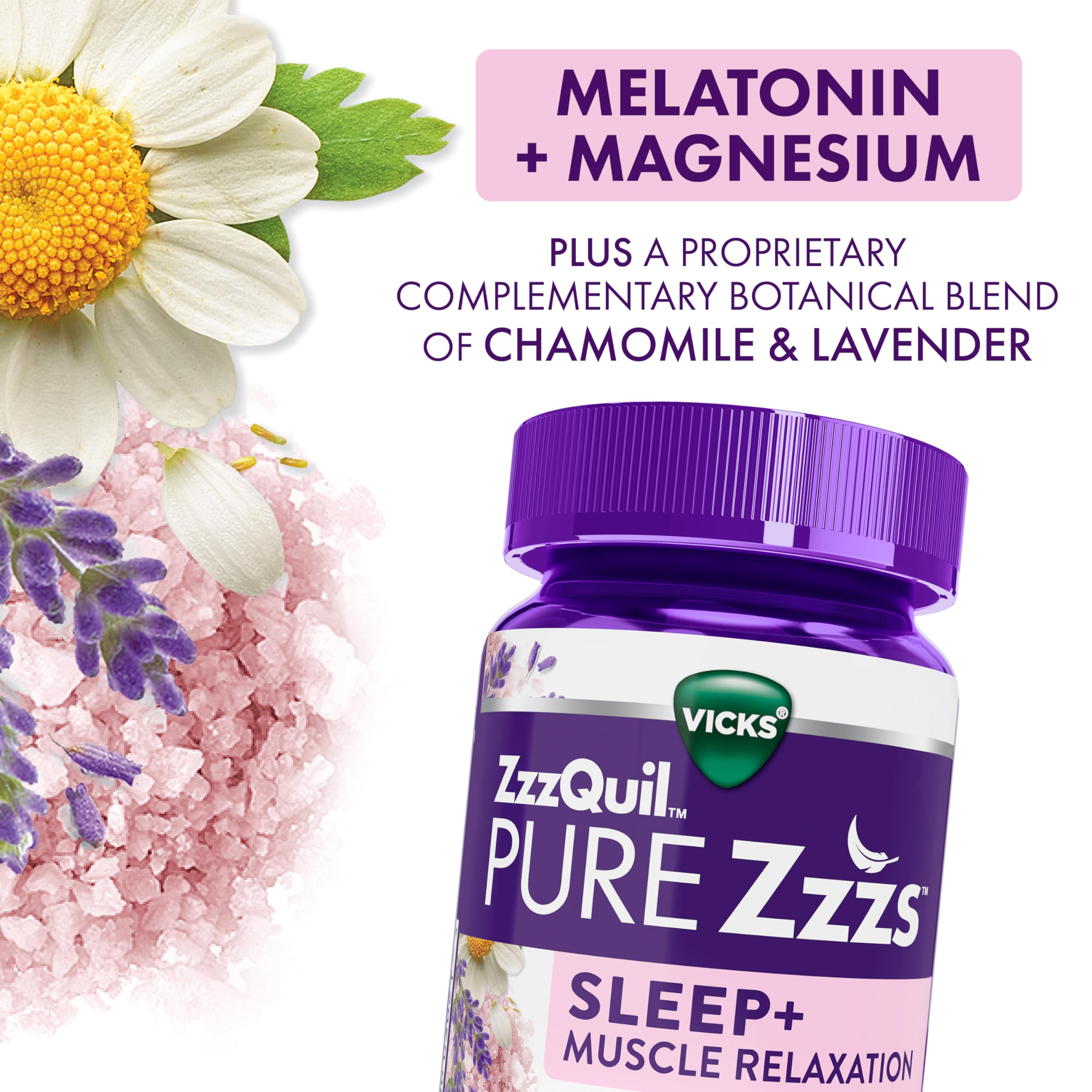 Sleep cycle graphic beside ZzzQuil PURE Zzzs for nightly routine.